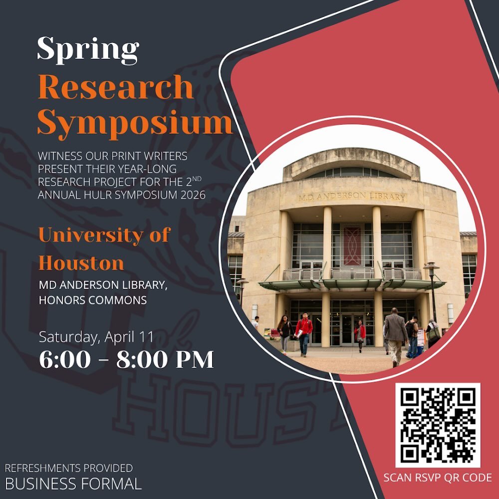We are happy to announce our Spring Research Symposium and Spring Research Forum on Saturday, April 11 and Saturday, April 18, respectively. Please join us as we celebrate the release of our inaugural issue and support undergraduate legal research wh
