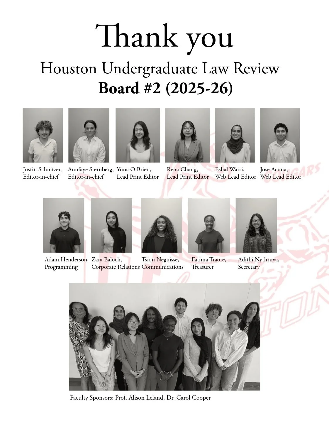 As the 2025&ndash;26 school year comes to a close, so does Board 2&rsquo;s time leading HULR. Thank you to all of our readers, writers, supporters, and faculty advisors for another incredible year advancing student-led undergraduate legal research.

