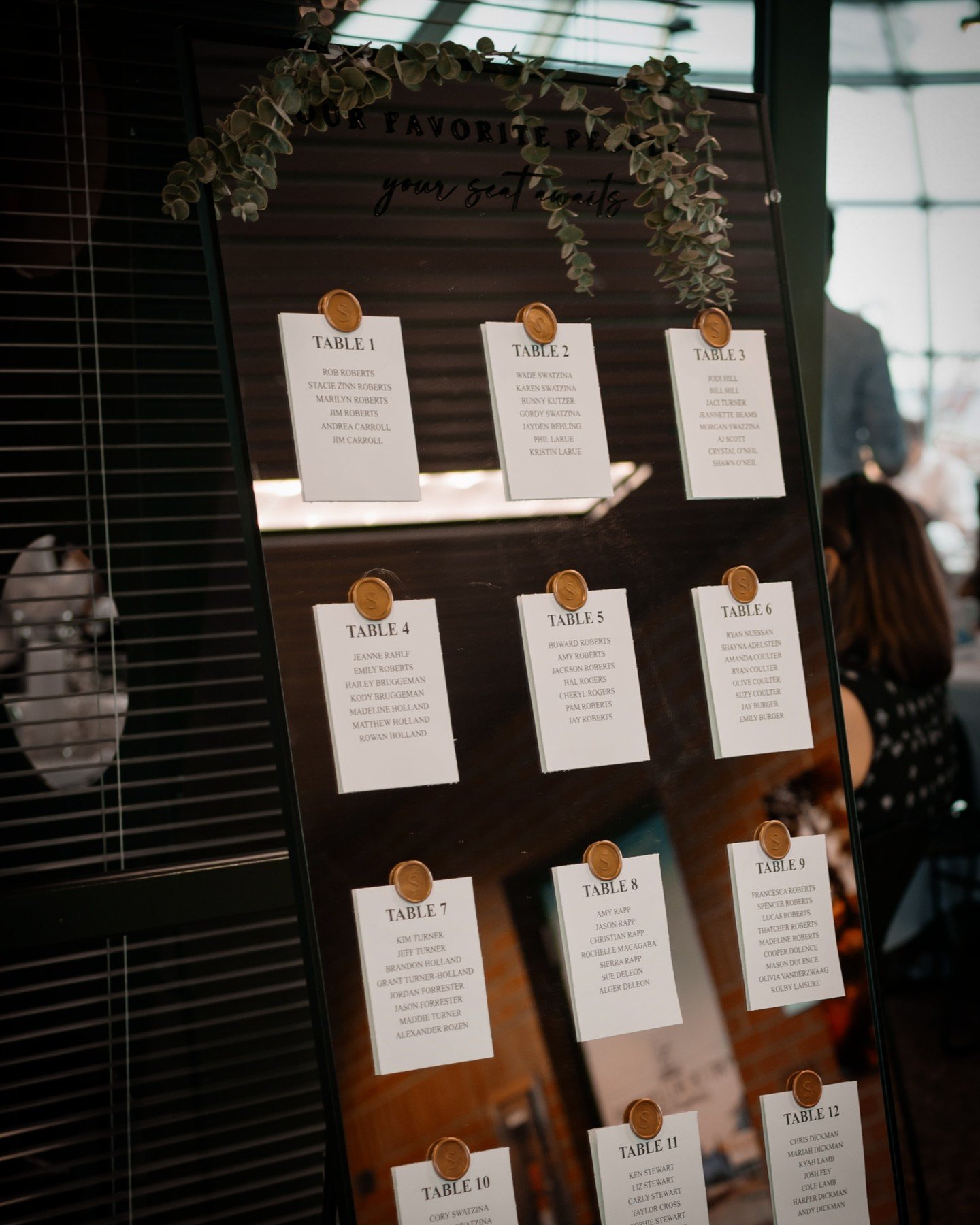 SEATING CHARTS:
#1 reason for a seating chart is to have the guests find their seats quick &amp; efficiently

PRO TIP: Have your tables numbered so when guests enter the reception they can clearly see TABLE 1 and snake them from the entrance.

(That 