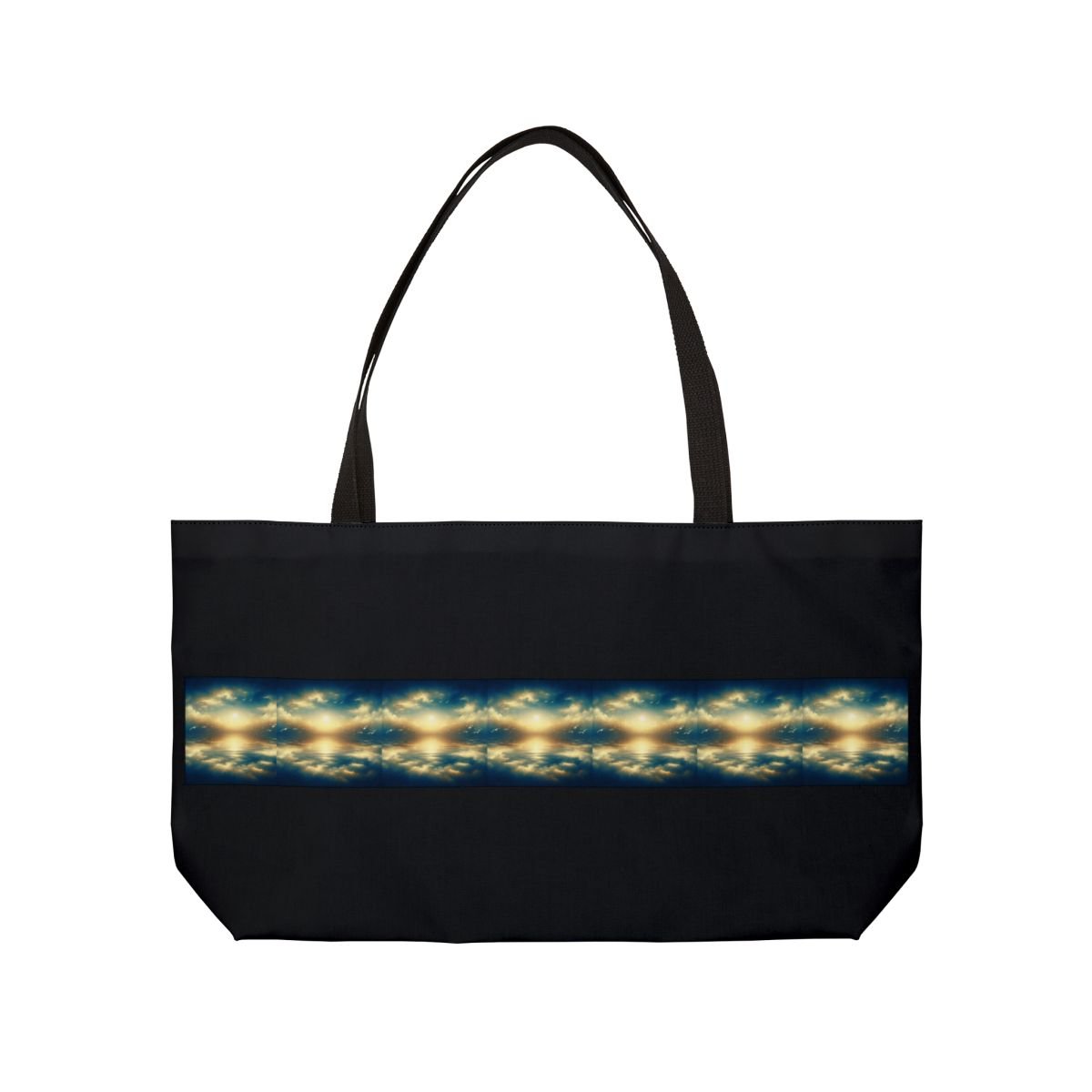 Weekender Tote Bag 24"x13" black wow design with black handles