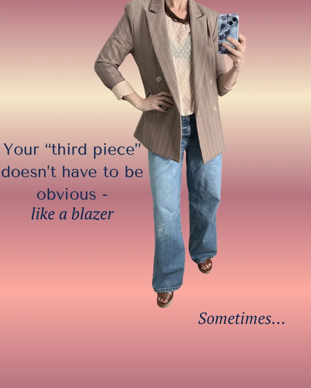 The &ldquo;third piece&rdquo; concept is one of the simplest ways to quickly elevate your outfit to that level that feels intentional.

I&rsquo;ve talked about the topic before and it comes up with almost every single styling client of mine. 

So oft