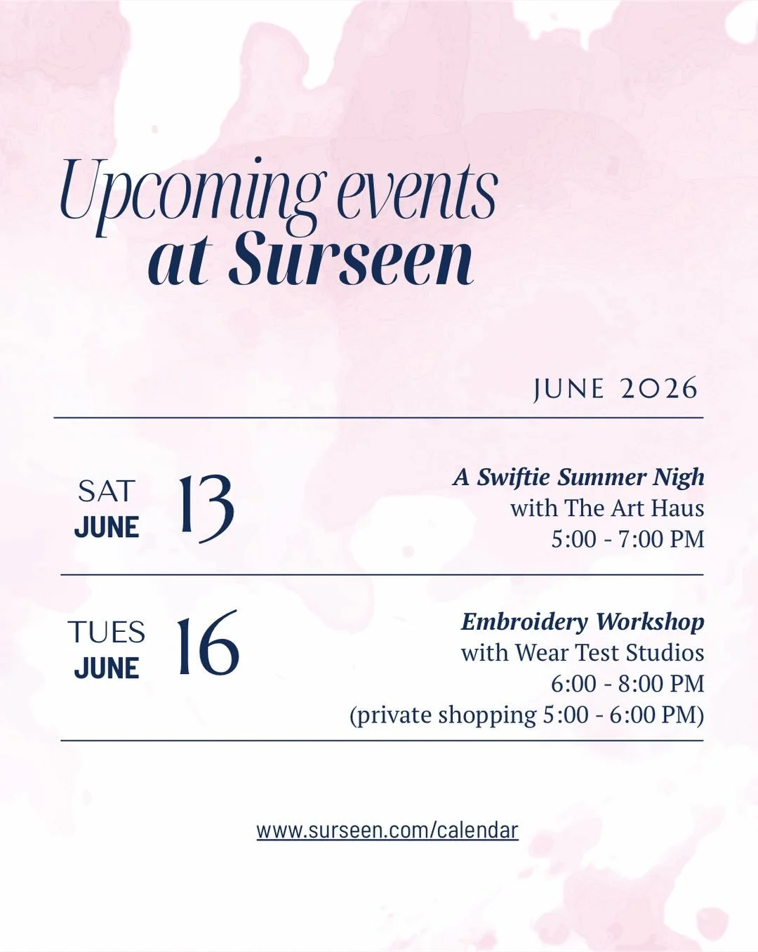 Two great opportunities for getting out of your head and into your creativity are fast approaching! 

We would love to have you join us for one or both of these events sure to create connections, conversations, and something fun to take home. Check o
