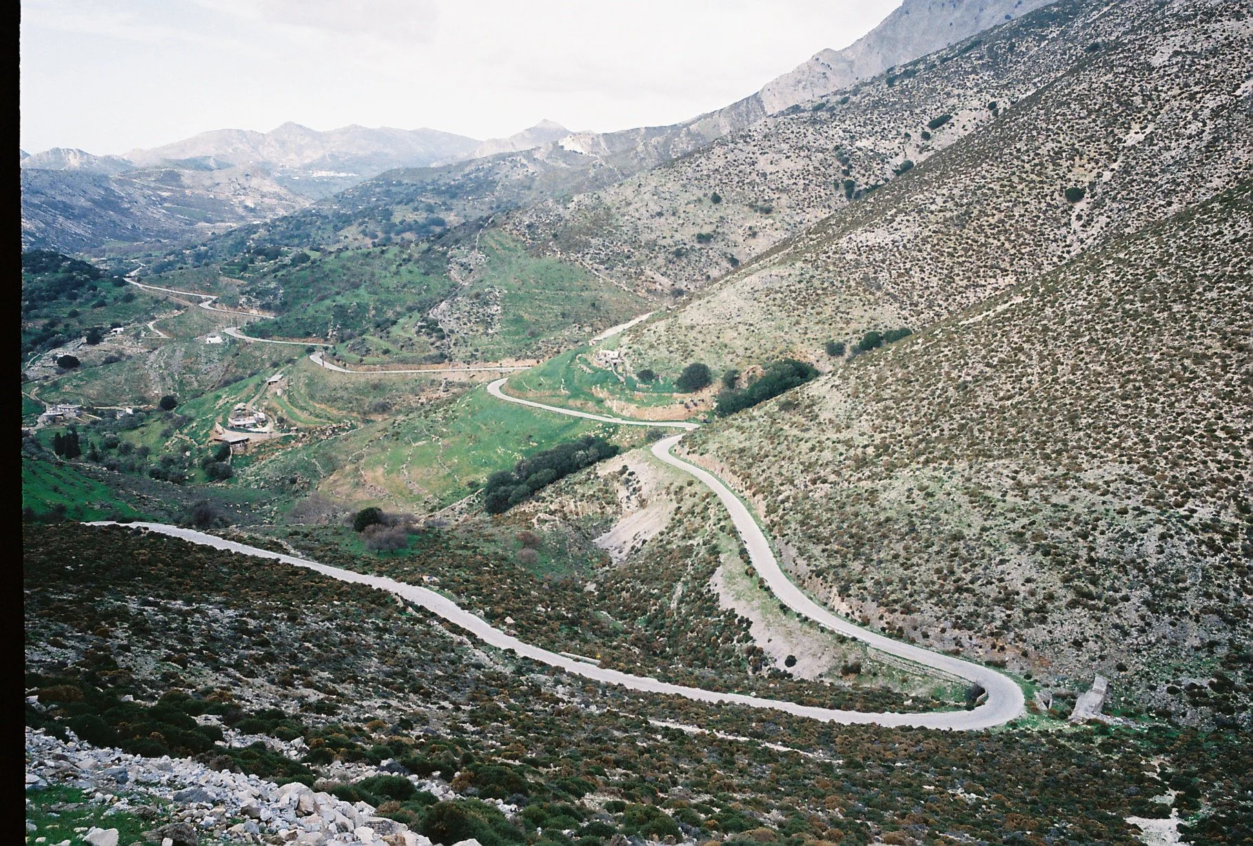 Naxos mountain landscape during winter captured by film 35 mm