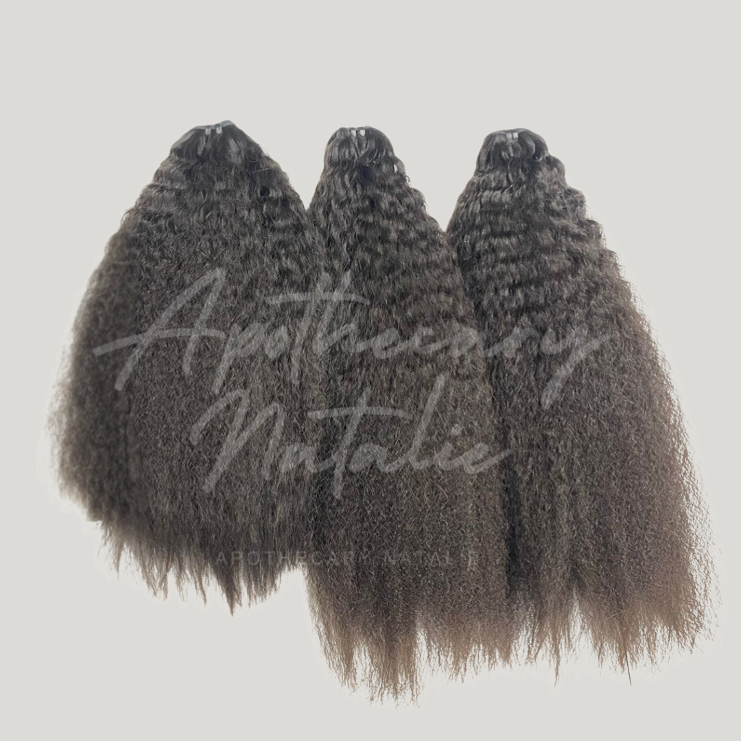 Kinky Straight Machine Tied Human Hair Weft Extensions (Microlink Dense)