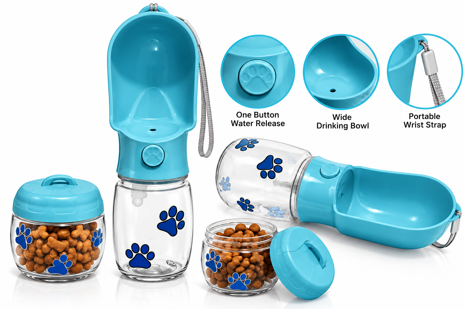 2-in-1 Portable Dog Water & Food Container