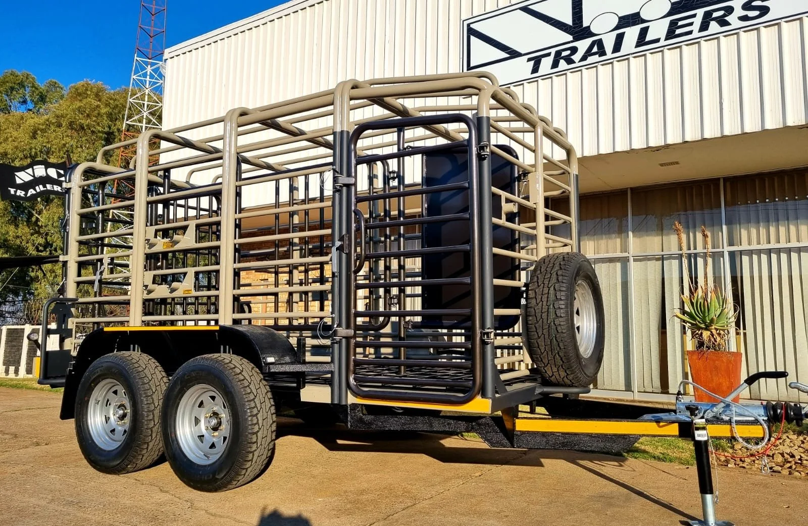 Open metal livestock trailer