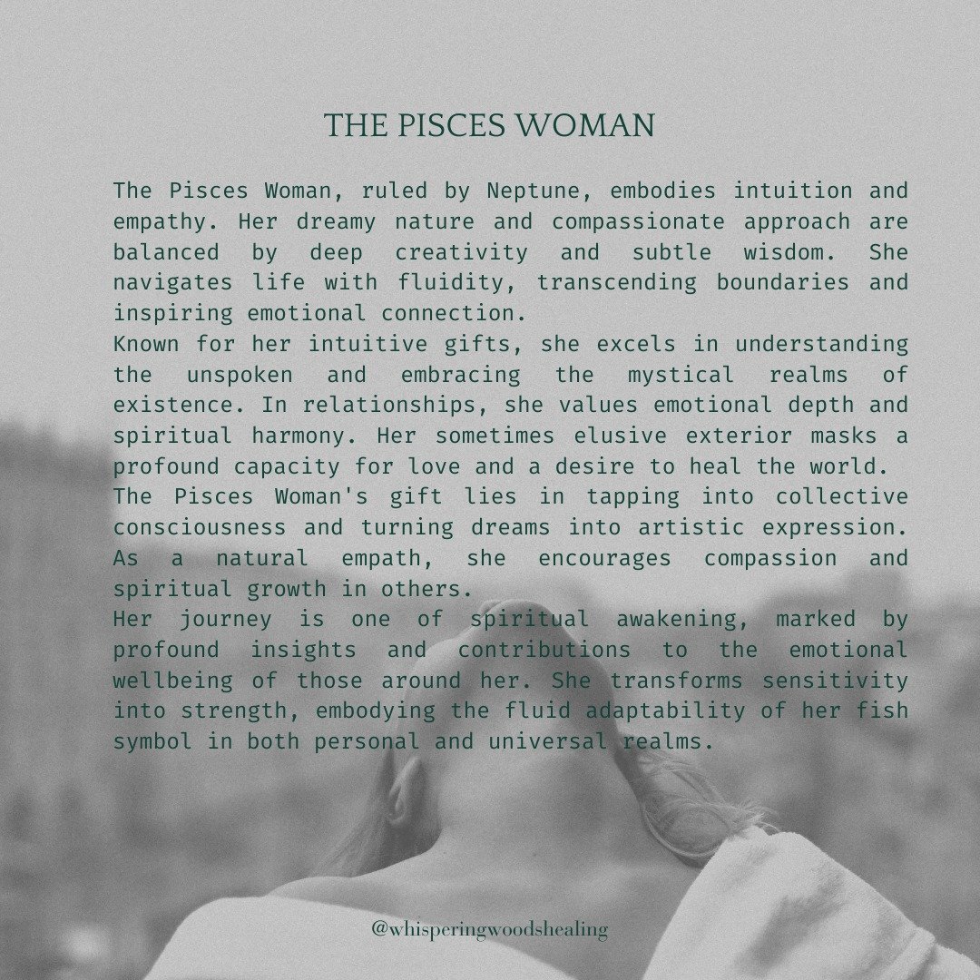 🌊✨ Dive into the Mystical World of the Pisces Woman ✨🌊

👑 Queen of Intuition
🎨 Creative Dreamer
💖 Empathetic Healer
🌙 Spiritual Navigator

Are you a Pisces woman or know one who embodies these magical traits? Tag them below! 

What's your favor