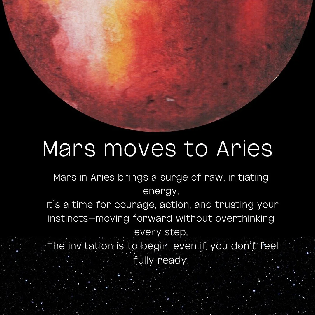 Mars has moved into Aries 🔥

And with it comes a shift&mdash;
from waiting&hellip; to moving.

This energy doesn&rsquo;t ask for perfection.
It asks for courage.

To take the step.
To say the thing.
To begin, even if you&rsquo;re still figuring it o