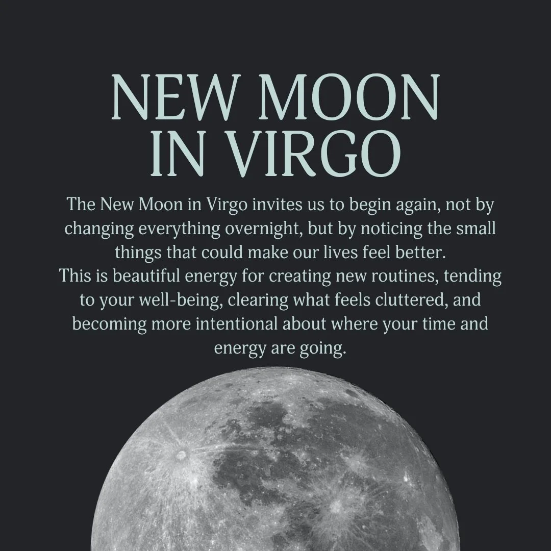 🌑♍️ New Moon in Virgo on September 10th.

New Moons are about beginnings.

But Virgo reminds us that beginnings don't always need to be big.

Sometimes changing your life looks surprisingly ordinary.

Drinking more water.

Getting up a little earlie