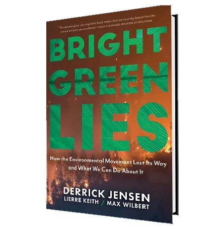 Book titled 'Bright Green Lies' with green and white text.