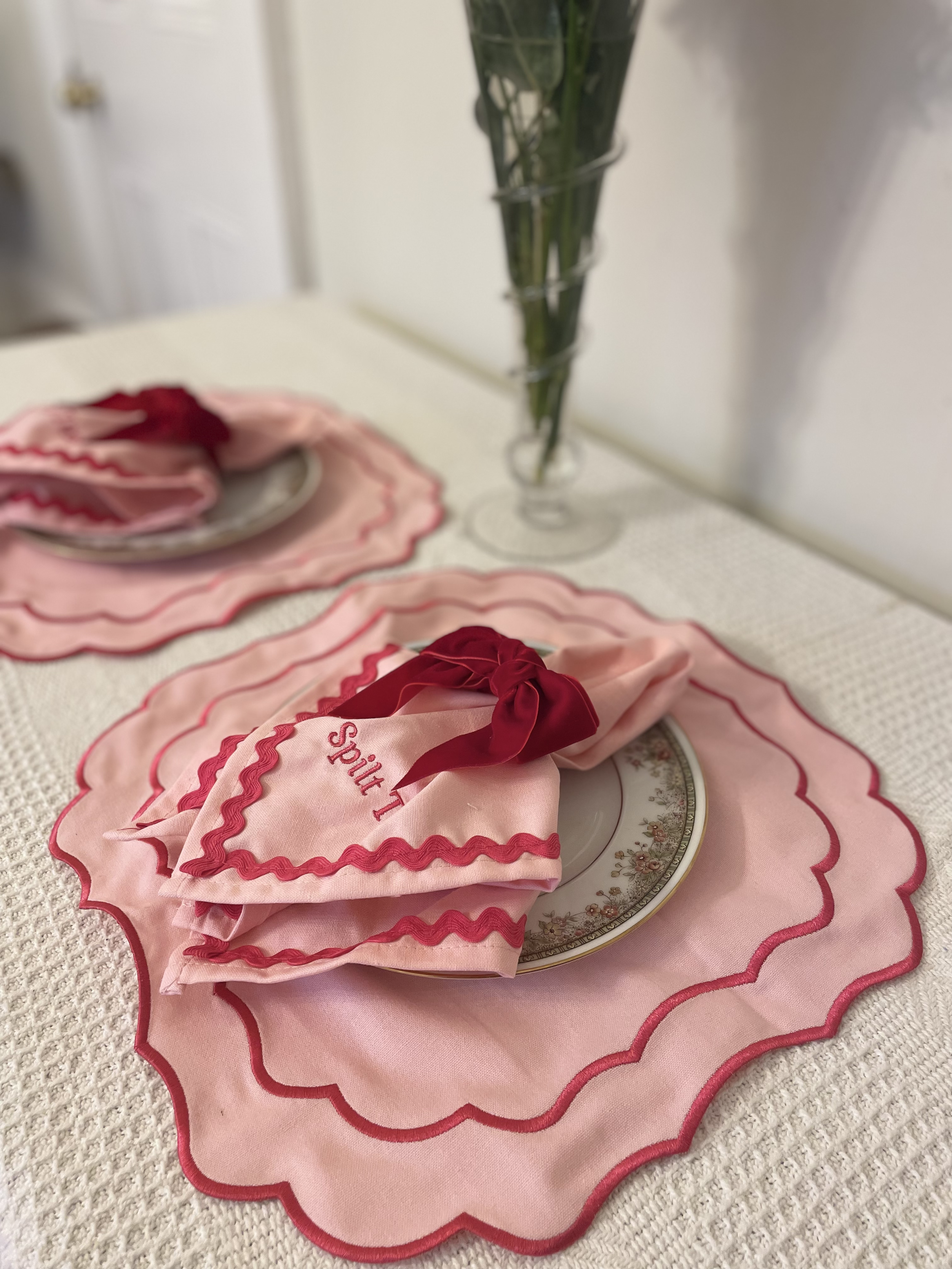Pink Embroidered Placemat