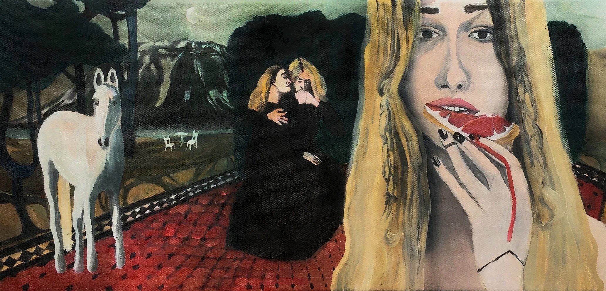 What it felt like to be touched by the light / Światło - dotknięcie ( tak było ) / 30 x 80 cm 
/ oil on canvas