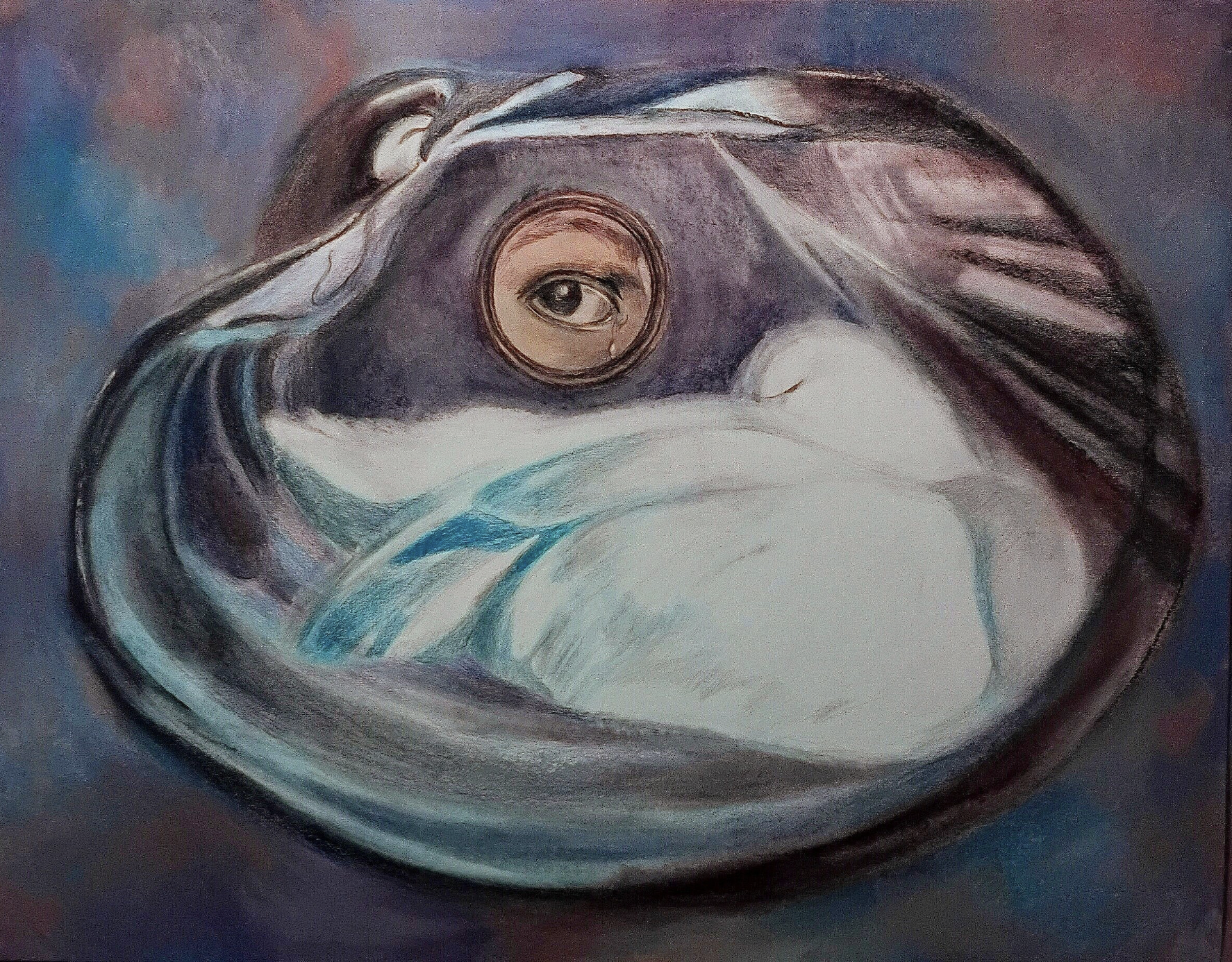 Passing sleeping swans on my bike while I'm crying / soft pastel on paper / 50 x 65 cm