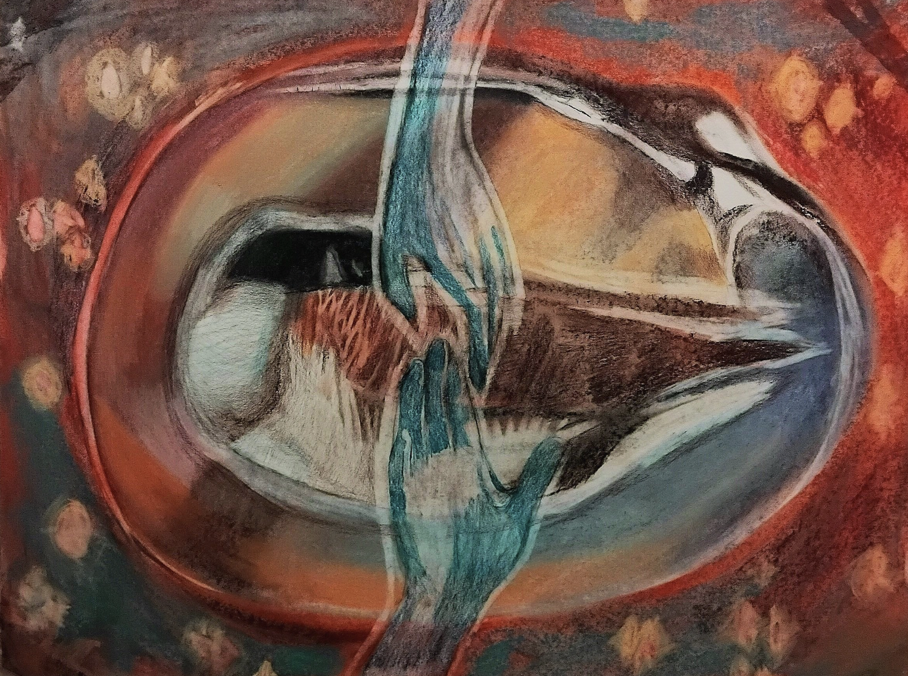 Passing sleeping swans on my bike when I'm crying II / soft pastel on paper / 50 x 65 cm