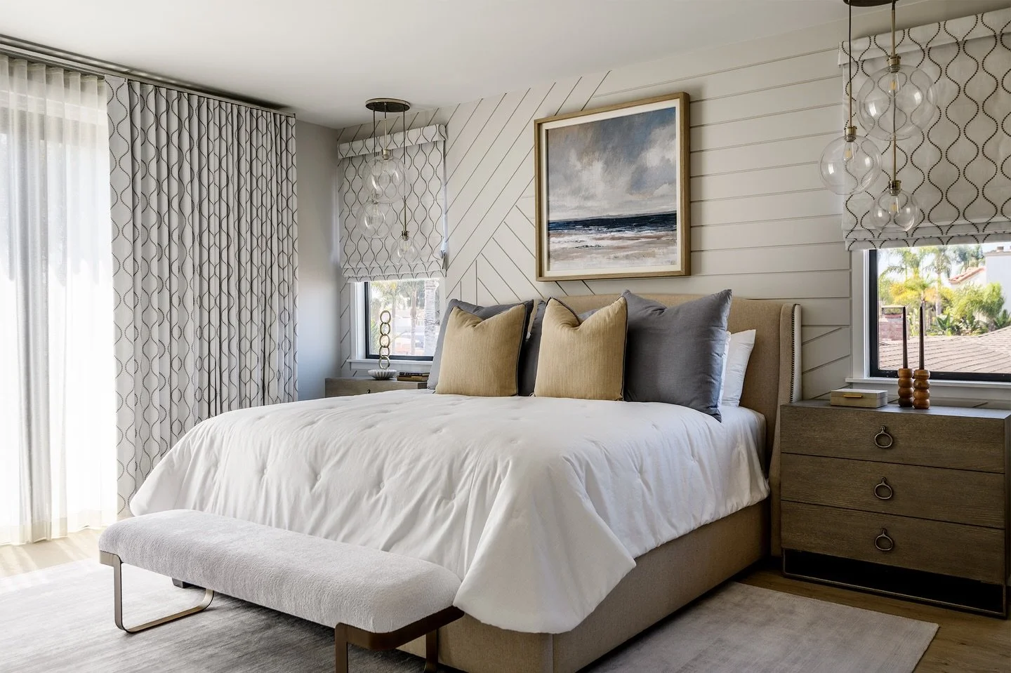 A primary suite designed to exhale. From the tailored bedding to the custom wall detail behind the bed, every layer was chosen to feel serene, intentional, and quietly luxurious.
.
.
.
.
#ocid #orangecoastinteriordesign #luxurydesign #primarybedroom