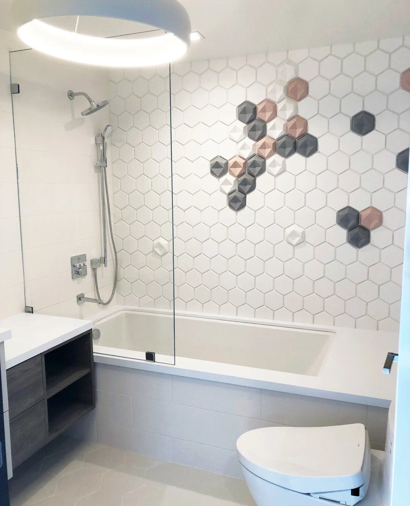 Design details that make a space unforgettable.⁠
This girls&rsquo; bathroom features a custom hex tile design that transforms the shower wall into a statement feature.⁠
.⁠
.⁠
.⁠
.⁠
#InteriorDesign #HomeDecor #InteriorInspo #HomeInspiration #DesignLif