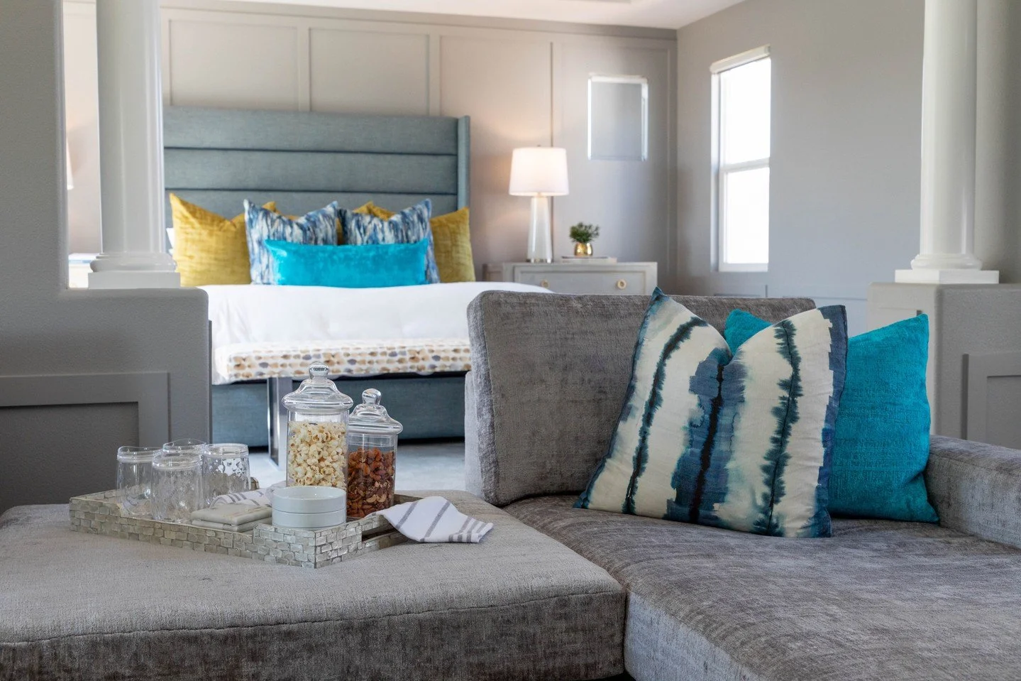 Primary bedroom retreats are meant for relaxing&hellip; but we gave this one a bold personality too 💙⁠
.⁠
.⁠
.⁠
.⁠
#InteriorDesign #HomeDecor #InteriorInspo #HomeInspiration #DesignLife #InteriorStyling #HomeStyle #ModernInteriors #InteriorArchitect