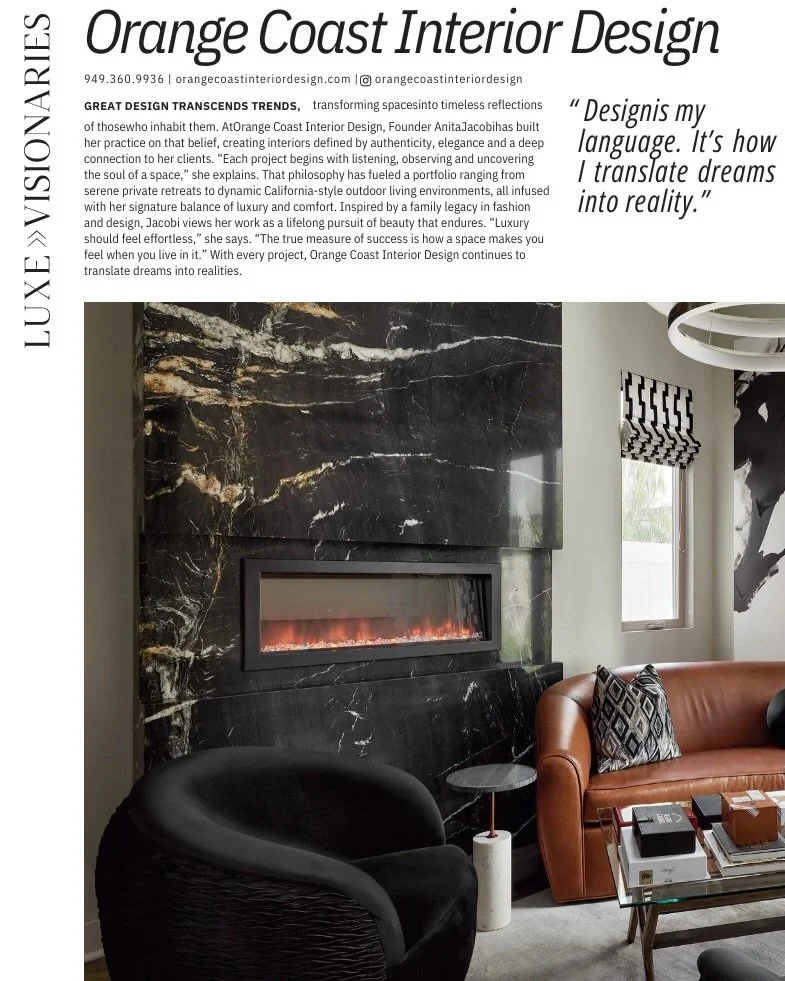 From concept to completion, every detail tell a story. 
Honored to be featured and recognized for what we love most, creating spaces that feel as beautiful as they are personal. At Orange Coast Interior Design, we don&rsquo;t follow trends&hellip;we 