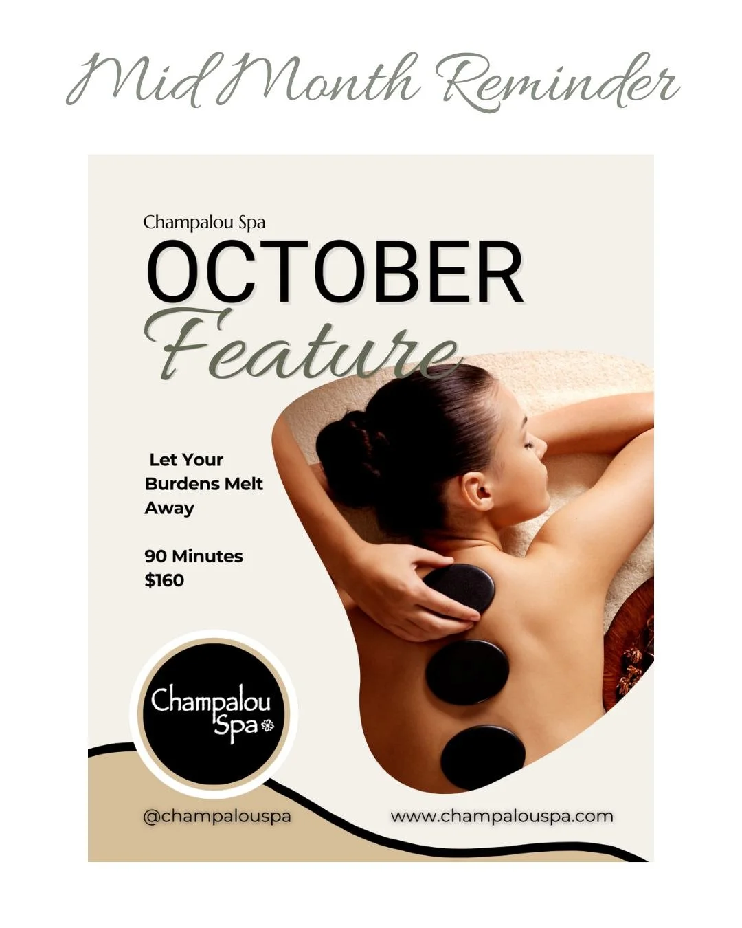 Release Your Burdens 🕊️

&quot;Come to me, all who are weary...&quot; - Matthew 11:28

October's peaceful escape is still waiting for you!

✨ 90-Minute Hot Stone Massage | $160
Divine relaxation includes:
&bull; Heated stone therapy
&bull; Deep musc