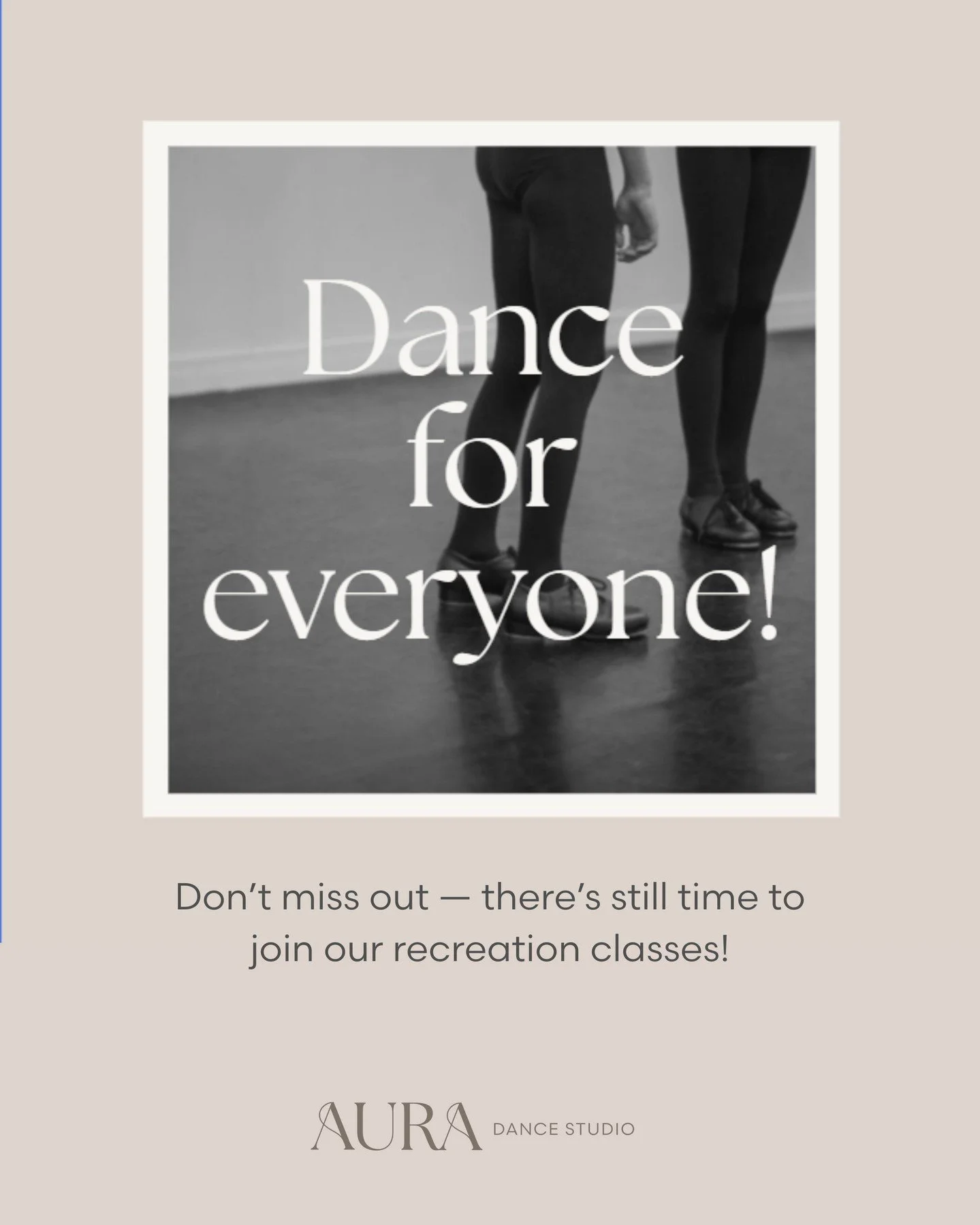 Jazz, Acro, Hip Hop, Ballet and more!
There&rsquo;s still time to join our recreational classes this winter! 
Don&rsquo;t wait &mdash; spots are limited in certain disciplines.
Register now at auradancestudio.com &mdash; we can't wait to welcome you 