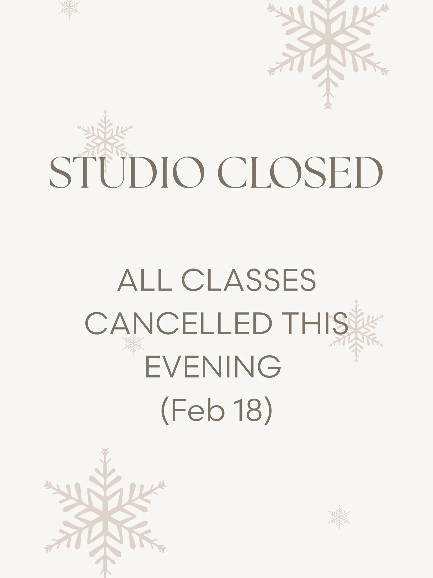 Hi Aura families! Due to inclement weather, the studio will be closed this evening.

Thank you for understanding &mdash; please stay safe everyone! ❄️