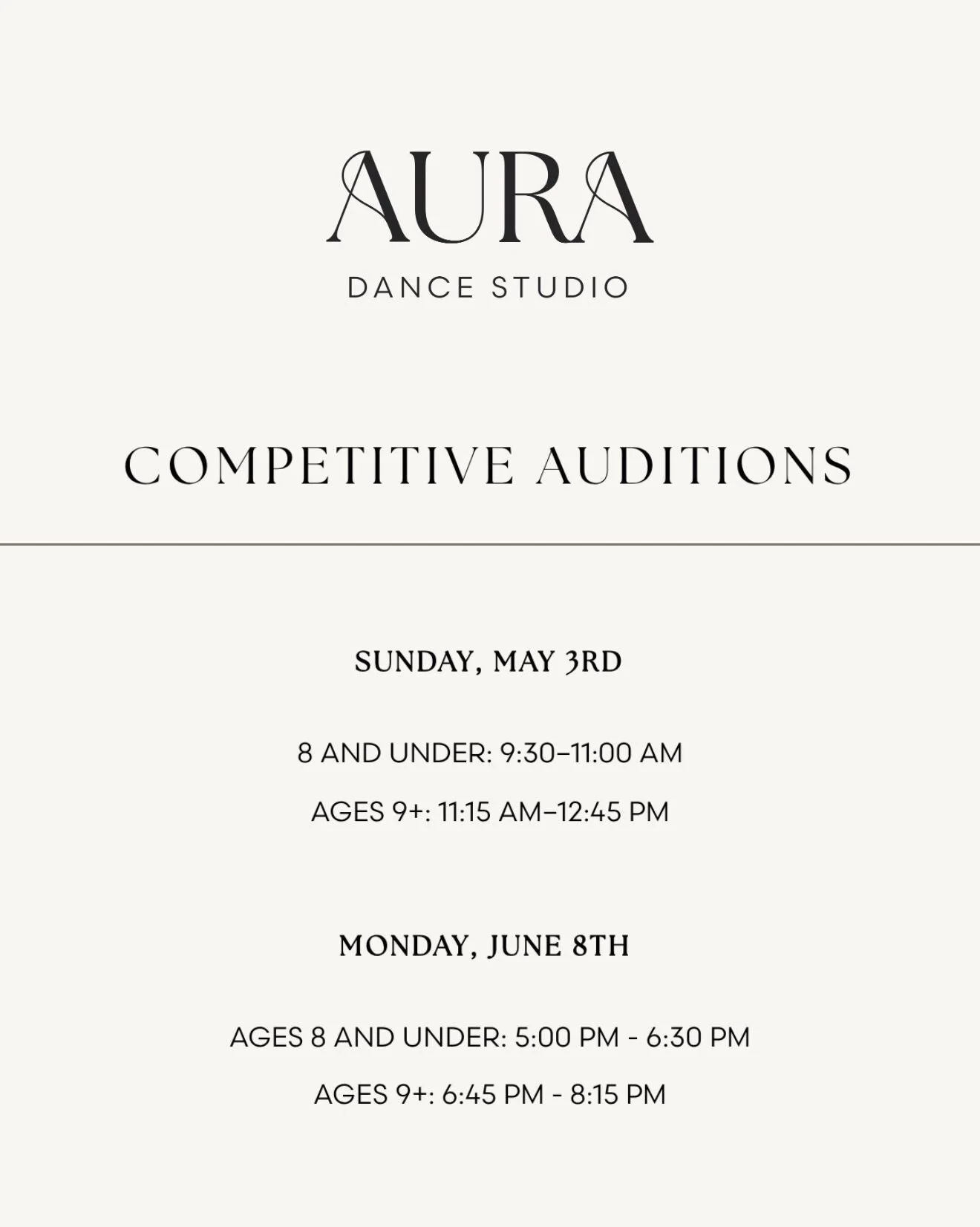 Confidence. Commitment. Teamwork.
For dancers ready to take it to the next level. 
Join our Competitive Team for the 26/27 Season✨
First round of Auditions start tomorrow!
