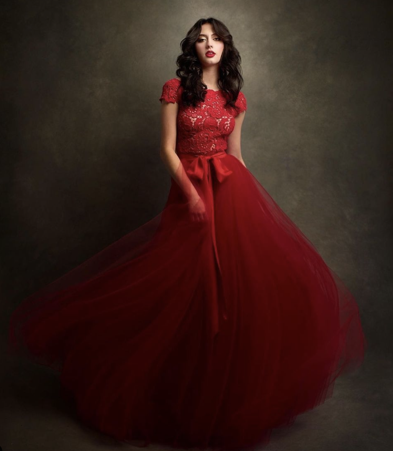 Red Tulle Overskirt