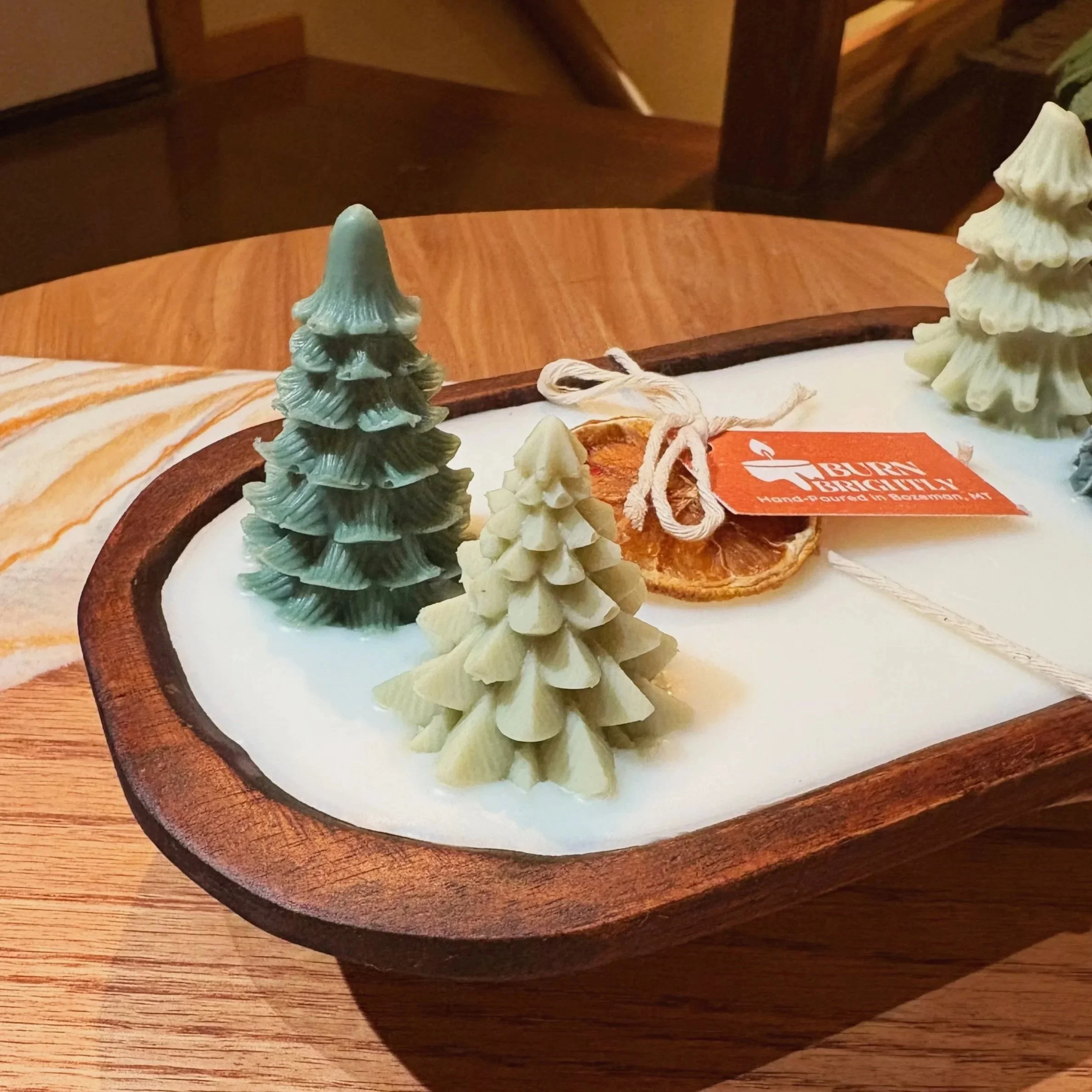 Montana Pine Wood Bowl (green trees)