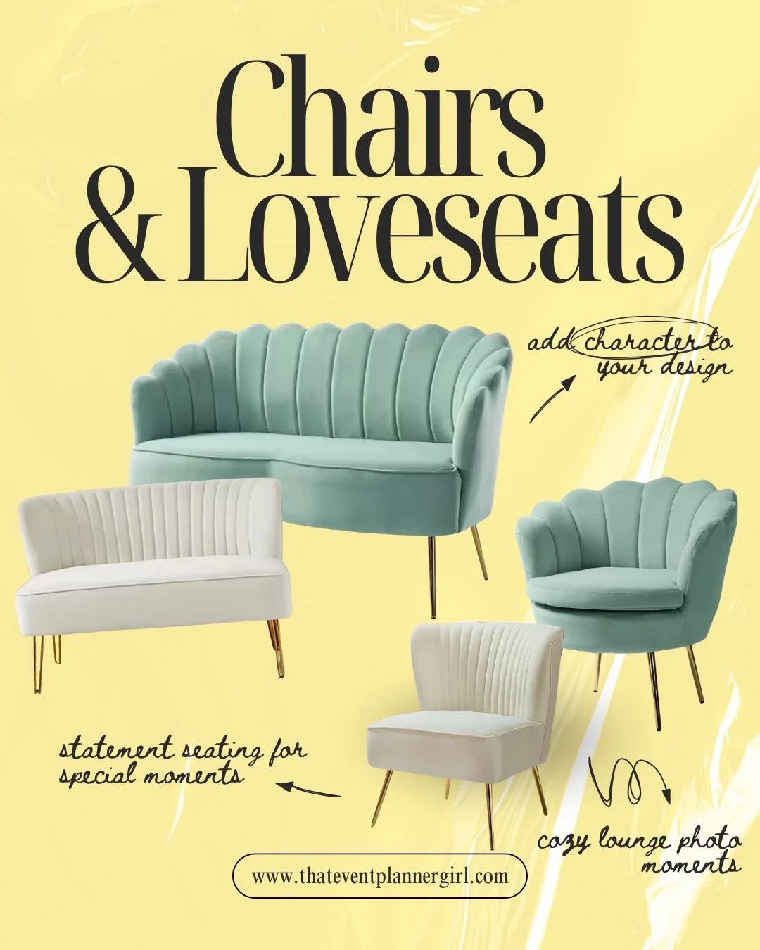 This is your sign to stop treating furniture like an afterthought ✨

Our loveseats + chairs?
They *become* the moment.

✨The spot everyone gathers.
✨The backdrop every photo ends up in.
✨The place your guests actually want to sit, stay, and soak it a