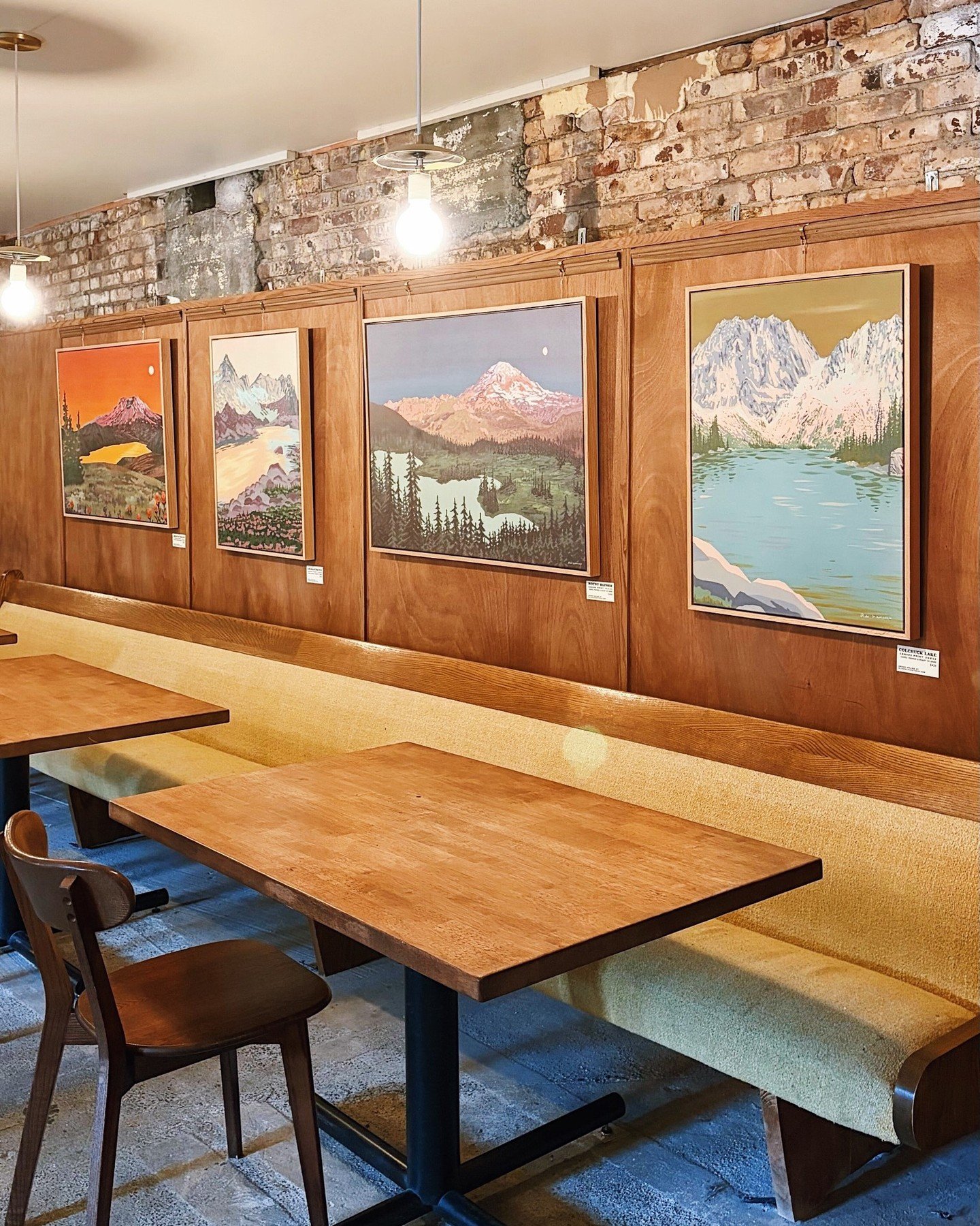 🎨 Artist Spotlight: Ali Hancock 🍏⁠
⁠
You may know Ali from behind the bar, but this month you&rsquo;ll find her work up on our walls ✨⁠
⁠
Ali Hancock is a mixed media painter who beautifully captures her love for nature, the mountains, and time spe