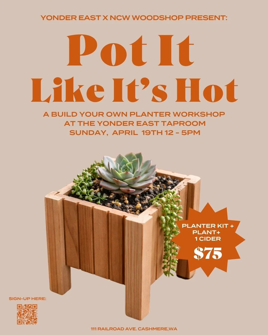 What happens when @ncwwoodshop and Yonder Cider team up? A pretty perfect Sunday, if you ask us.⁠
⁠
Join us for a hands-on workshop where you&rsquo;ll build your own mini cedar planter (don&rsquo;t worry - we&rsquo;ve done the hard part and pre-cut e