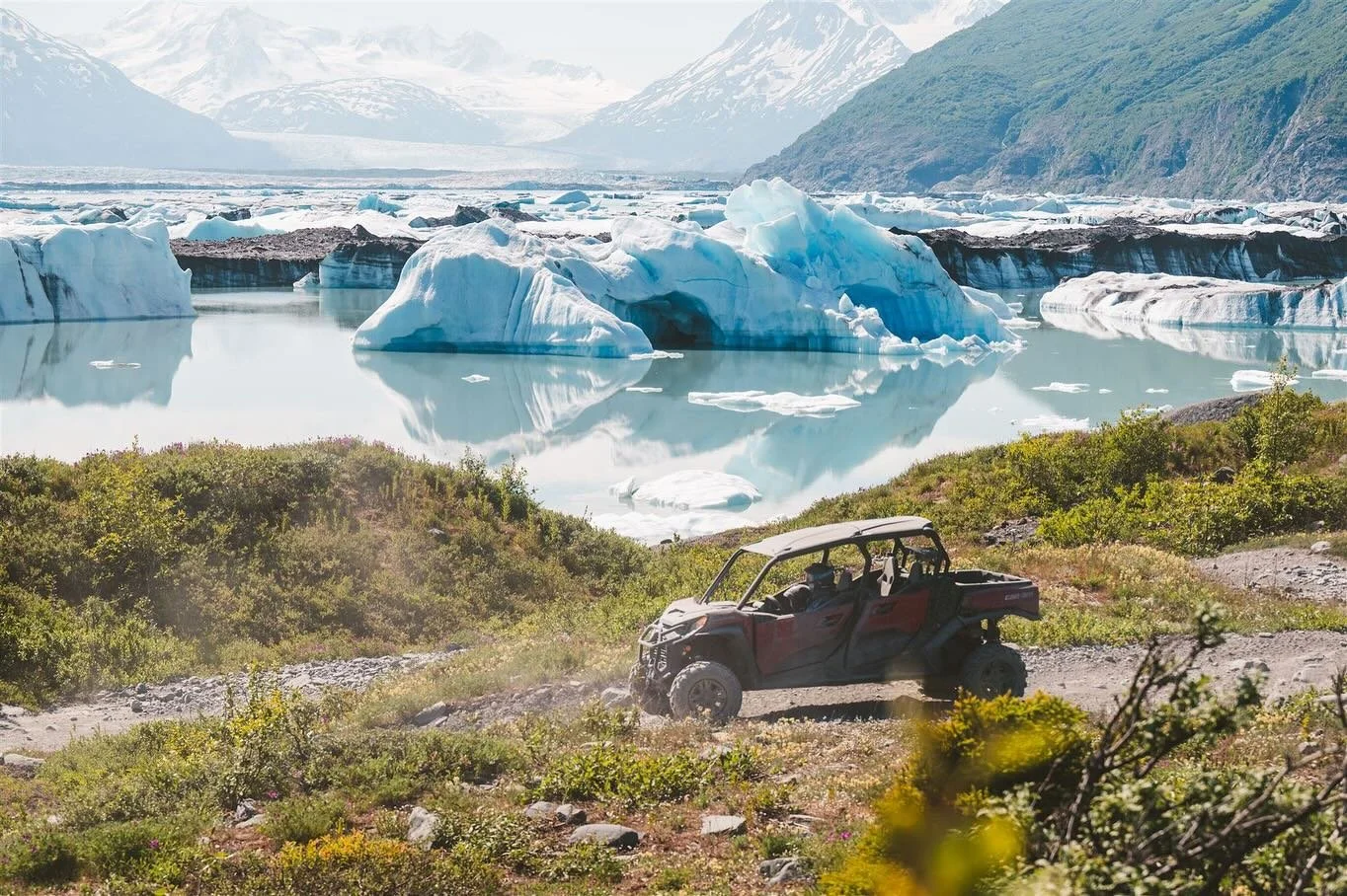 ATV in front of the Knik Glacier