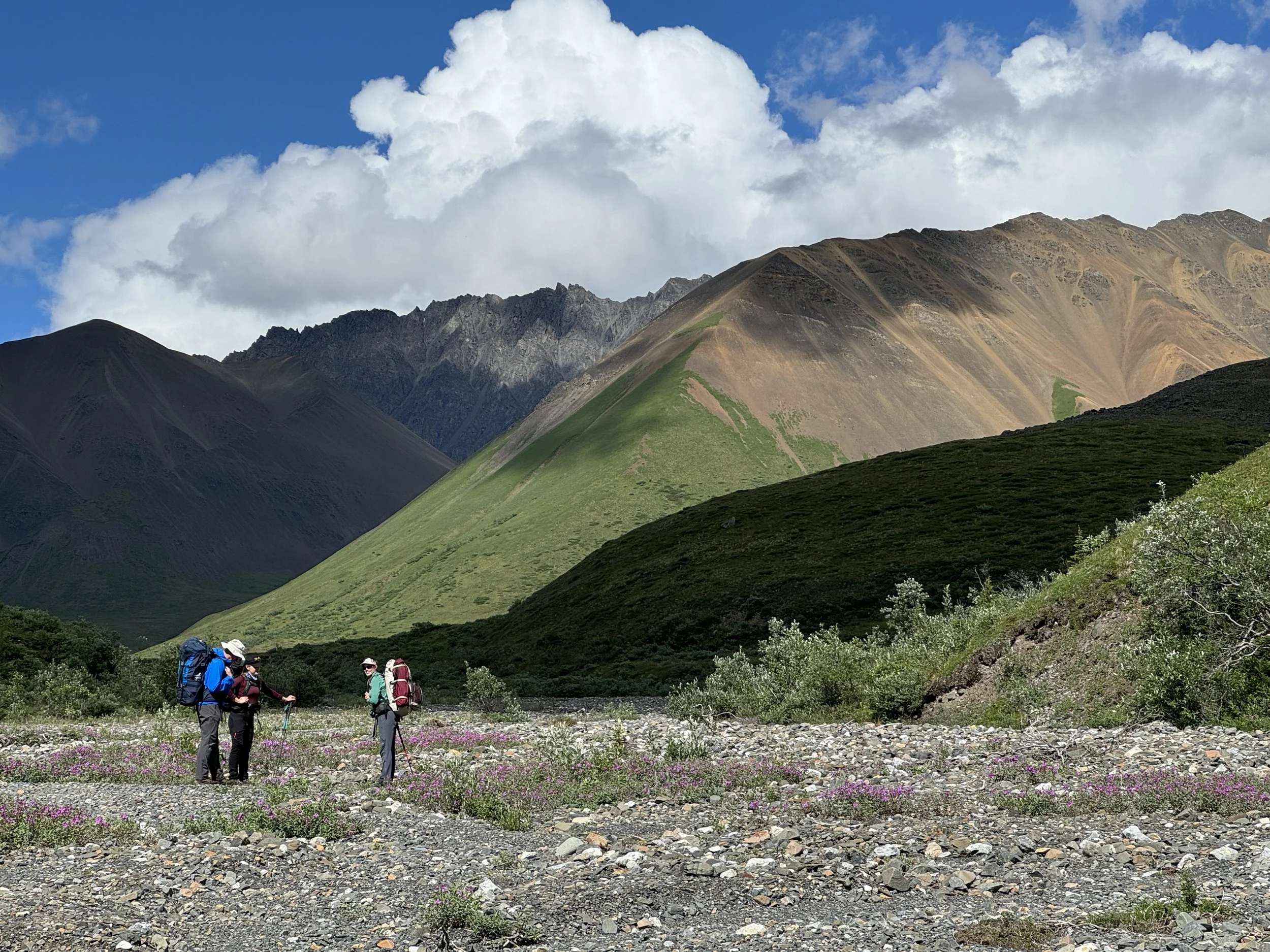 Backpackers pause in Wrangell St. Elias National Park