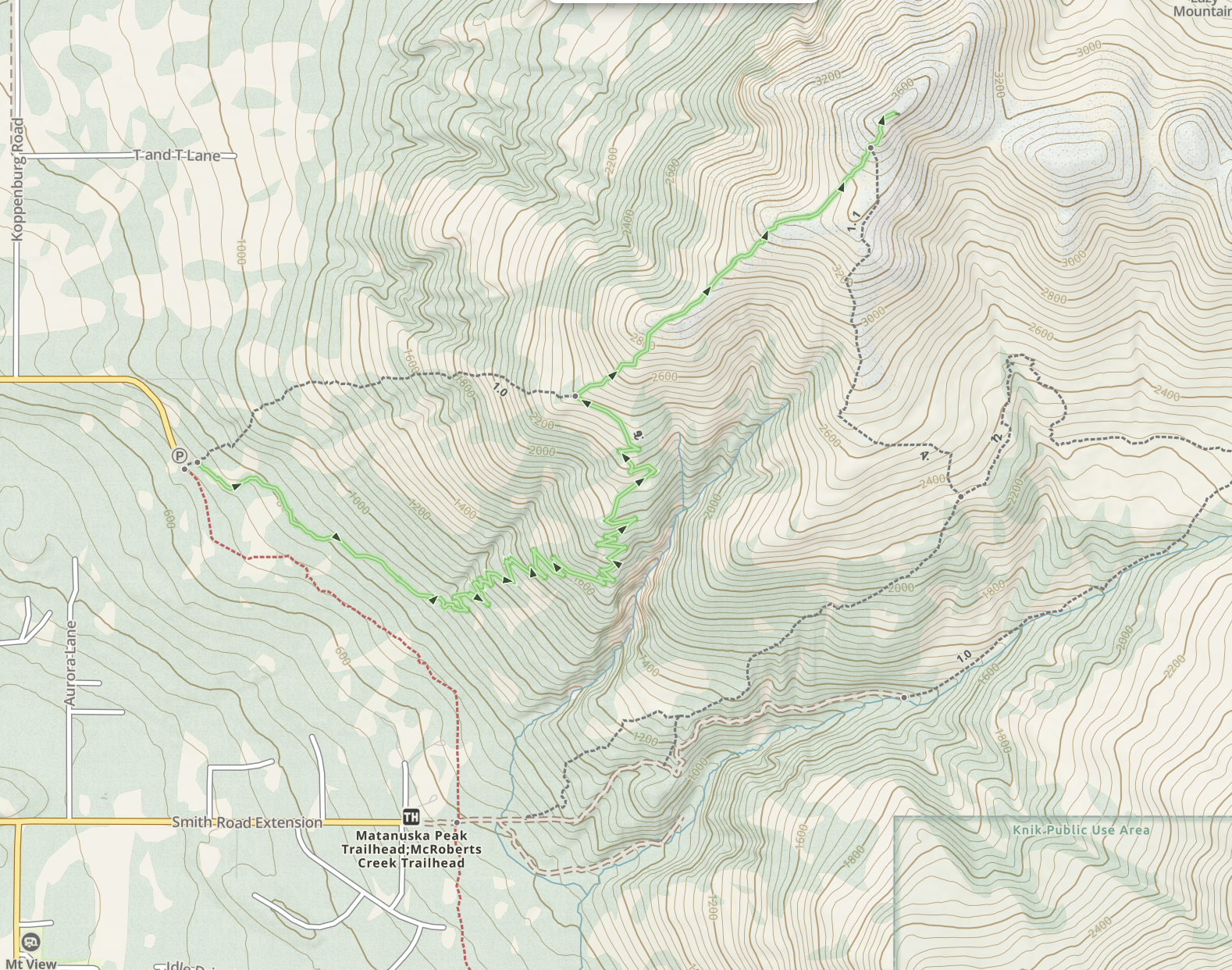 Route map: Lazy Mountain via Lazy Moose