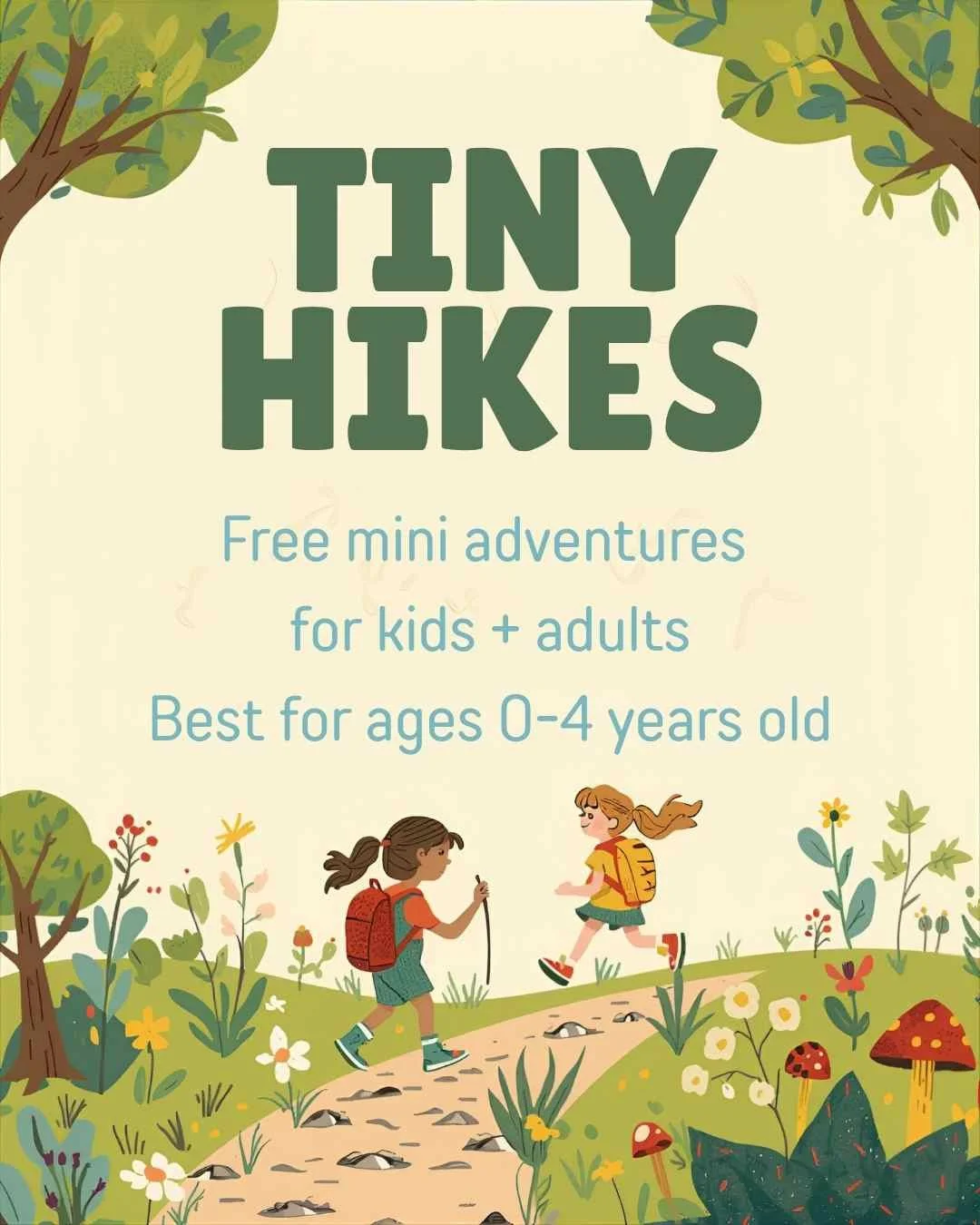 🐸NEW! Tiny Hikes! Free Mini Adventures for Children + Adults⁠
⁠
Tuesday, June 2⁠
(Grand)parents are encouraged to bring their (grand)kids on a FREE child-centered hike of around a mile. Designed to go at a toddler&rsquo;s pace and let the toddler be