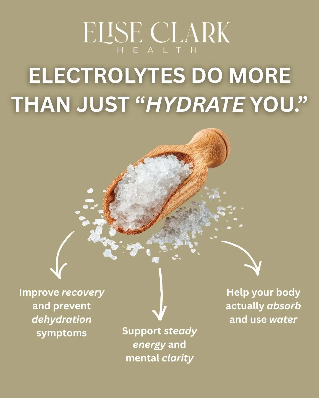 Electrolytes do more than just &ldquo;hydrate you.&rdquo;

They help your body actually use the water you drink so you can feel steady, clear, and energized throughout the day.

When your electrolytes are balanced, you may notice:

&bull; More consis