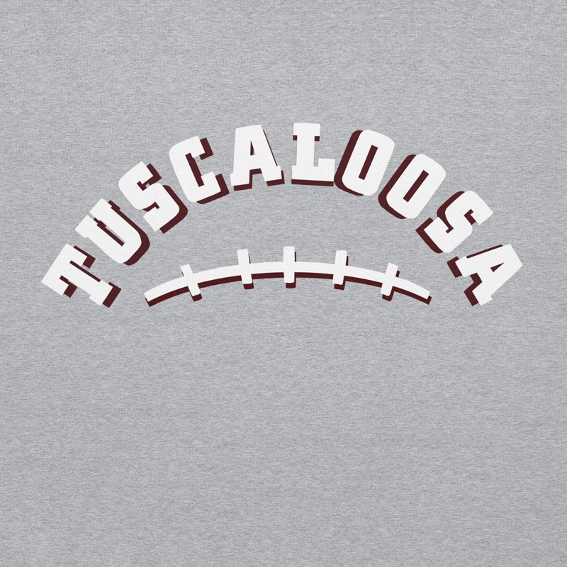 Closeup of Tuscaloosa Design on Sport Grey Background