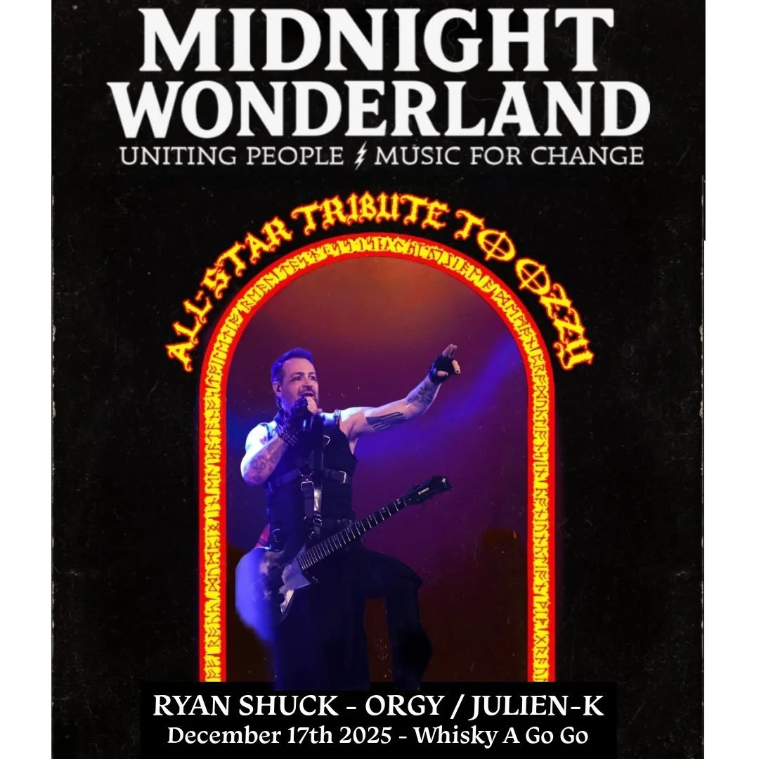 THIS Wednesday, December 17, a force of industrial rock, Ryan Shuck of Julien K hits the Whisky stage for Midnight Wonderland. Expect underground edge and pure rock energy, paired with giving back to the LA Community. Proceeds to go towards The Midni