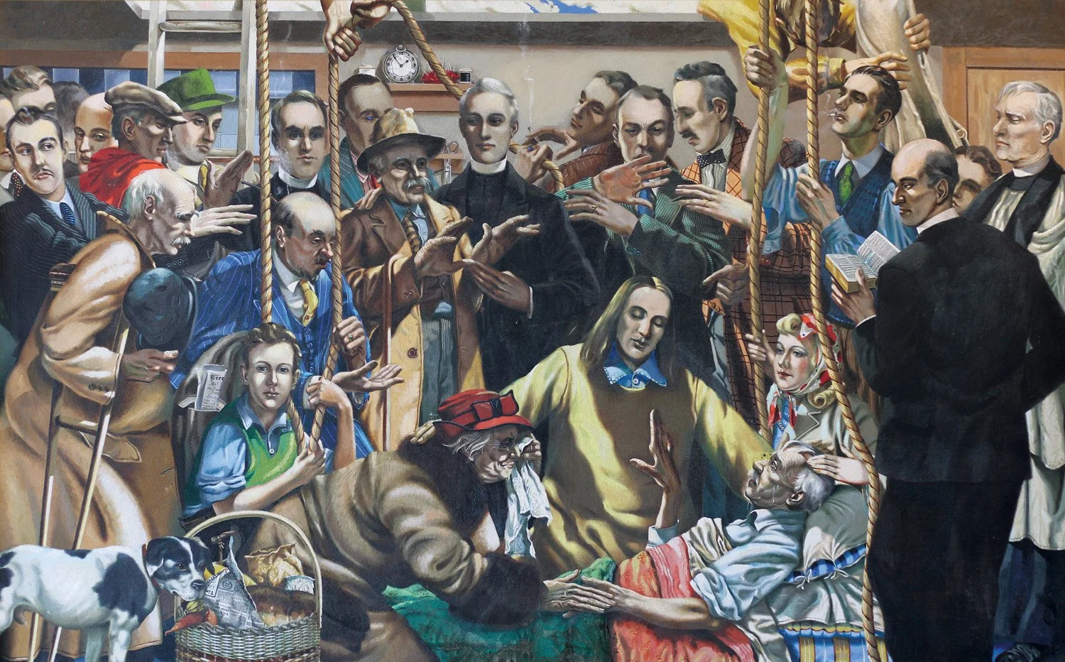 The Raising of Lazarus, oil on canvas, unsigned c1942, 125cm x 199cm.