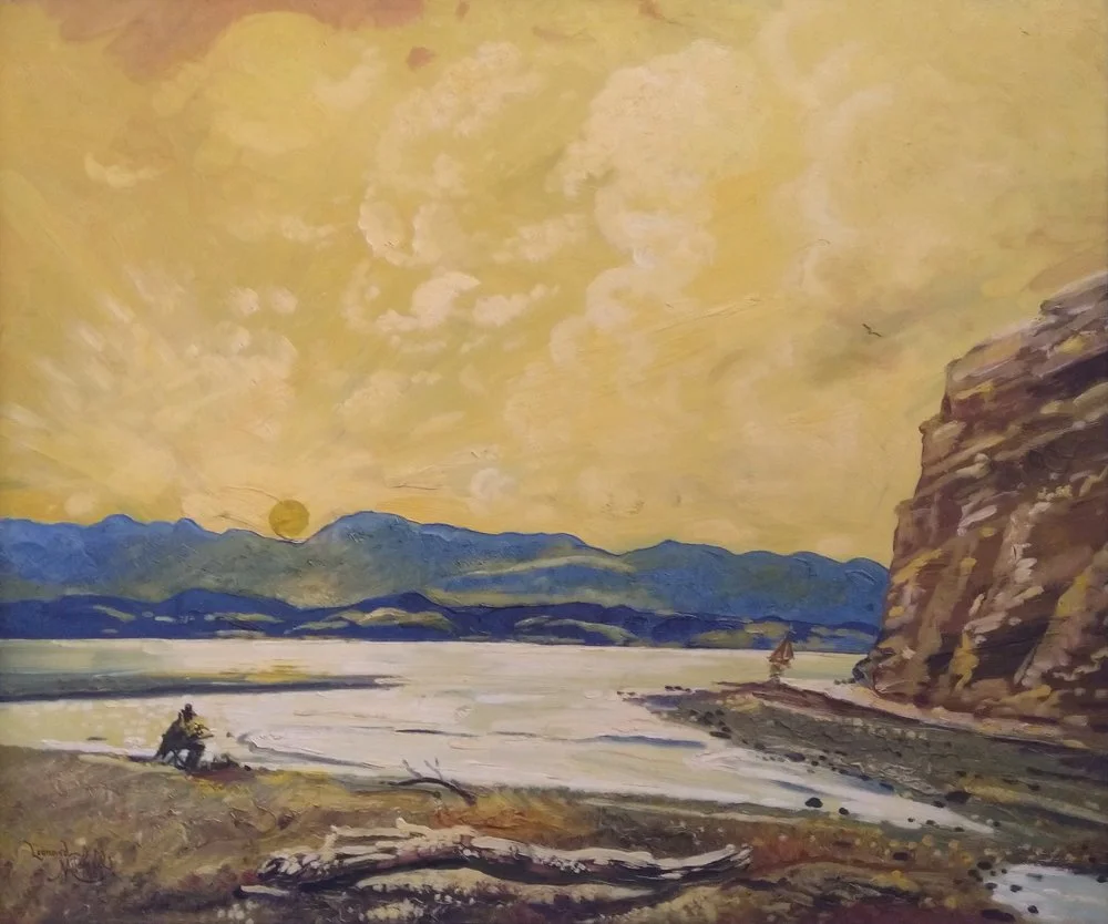 Nugent Welch, Yellow Sunset, oil on board, signed Leonard Mitchell 1959, 59cm x 69cm.