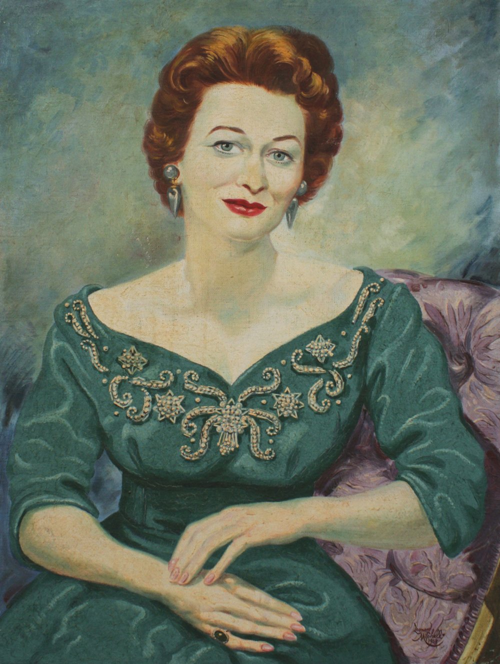 Ayline Gallagher, oil on canvas, signed Leonard Mitchell 1958, 85cm x 63cm.