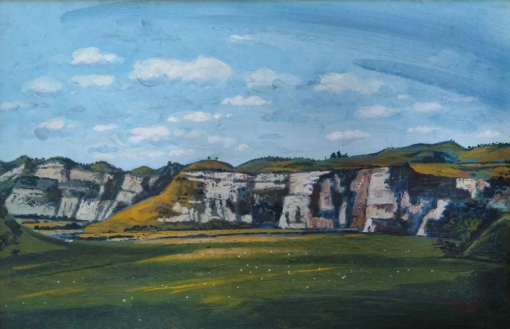 Rangitikei Farmland, oil on board, signed Leonard Mitchell 1959, 45cm x 66cm.