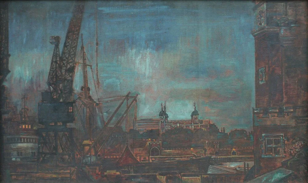 Night, Thames and Tower of London, oil on canvas on board, signed Leonard V Mitchell 1969, 61cm x 102cm.