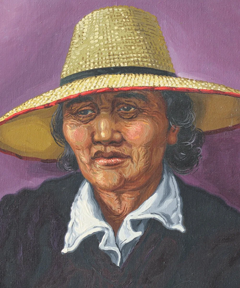 Maori Woman in Straw Hat, oil on canvas, signed Mitchell 1949, 61cm x 50cm. SOLD 2018 for $4,500.