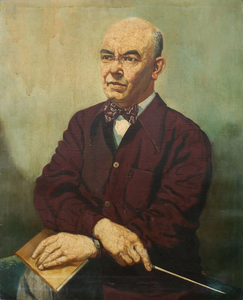 Dr Nikolai Malko (NZ Symphony Orchestra), oil on canvas, 96cm x 76cm, signed Leonard Mitchell, 1957. Mitchell Family collection.