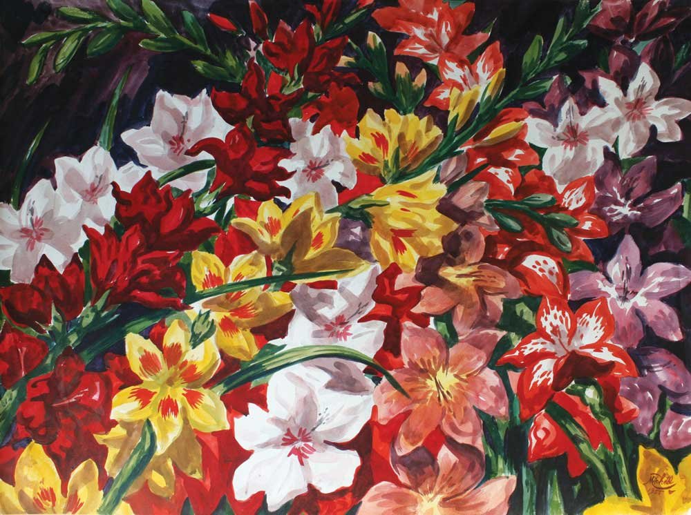 Watercolour Lillies from an original watercolour by Leonard Victor Mitchell. Limited Edition of 50 at original size –  500x670mm (artwork), unframed. $300 excluding delivery.