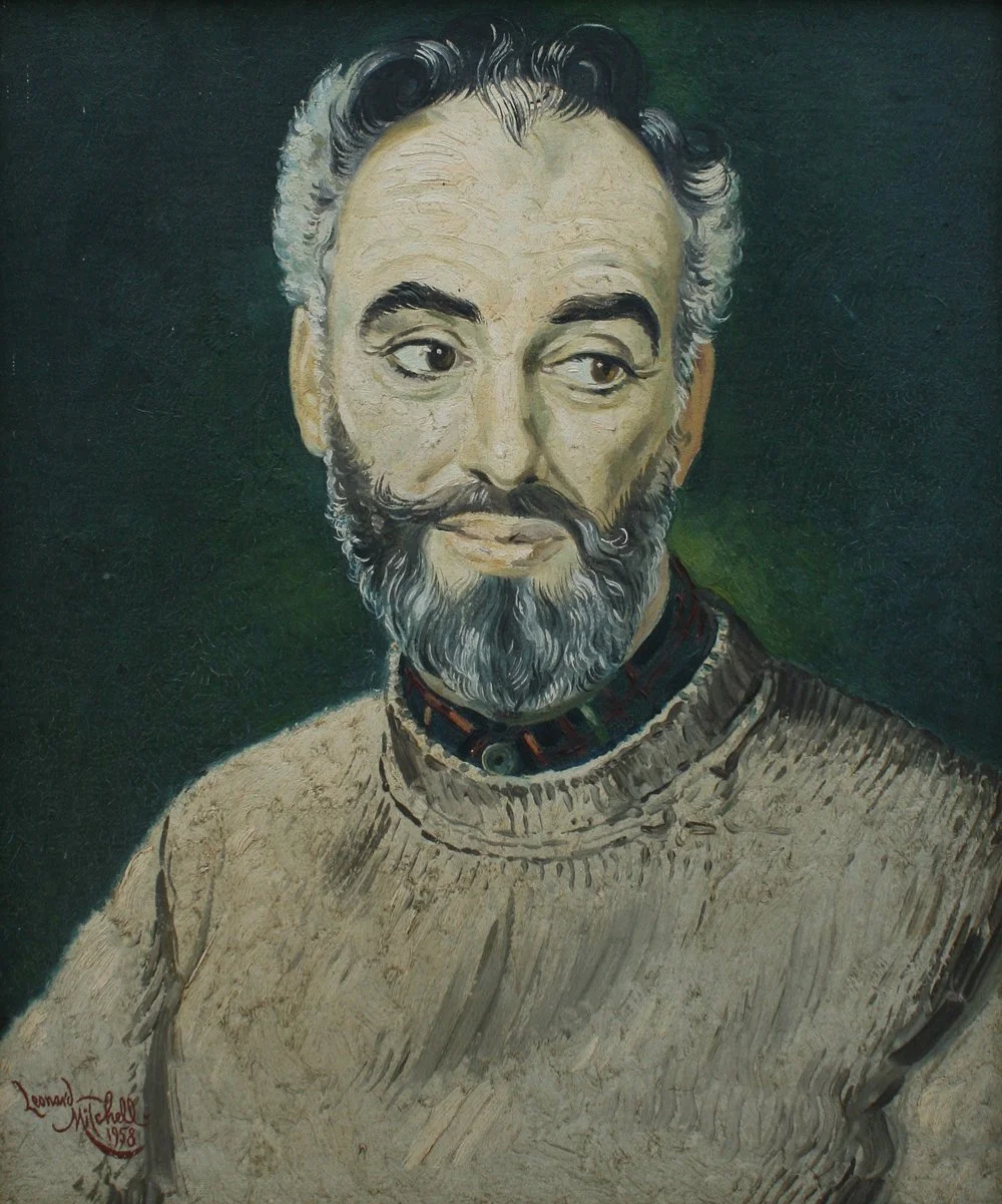 Peter Valli, oil on board, signed Leonard Mitchell 1958, 56cm x 49cm.