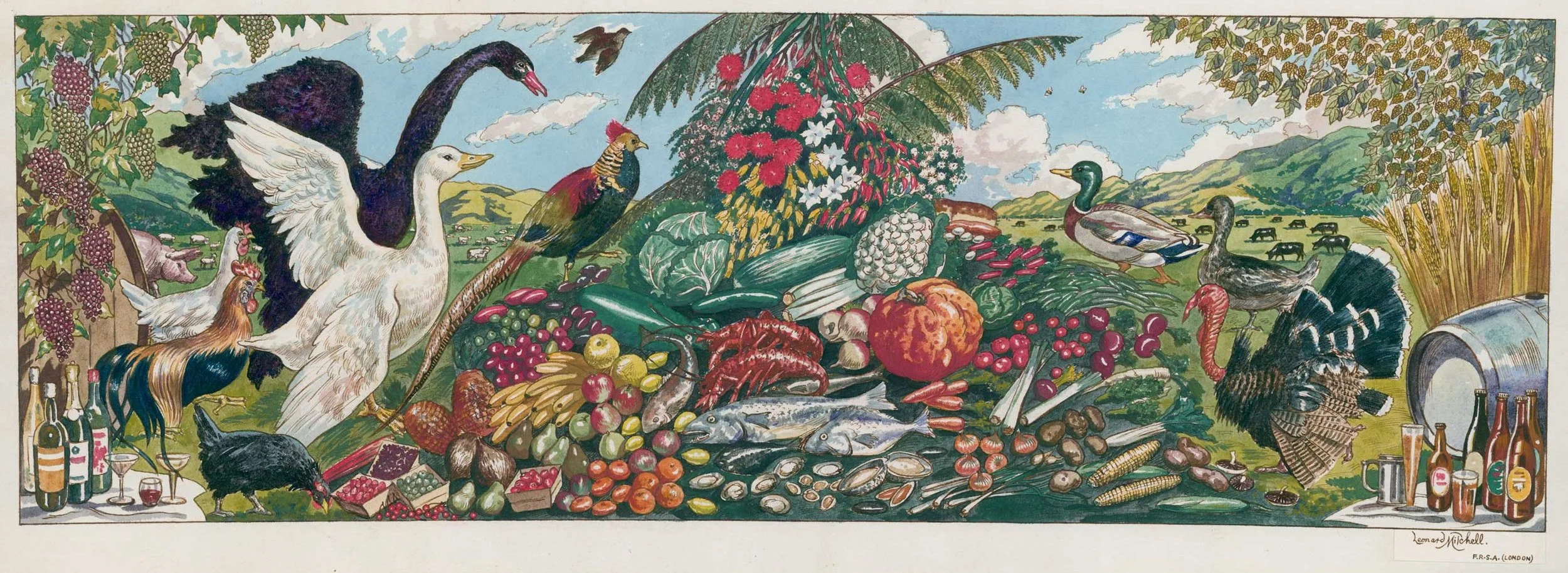 The Harvest, from an original watercolour by Leonard Victor Mitchell. Limited Edition of 50 at original size –  500x670mm (artwork), unframed. $300 excluding delivery.