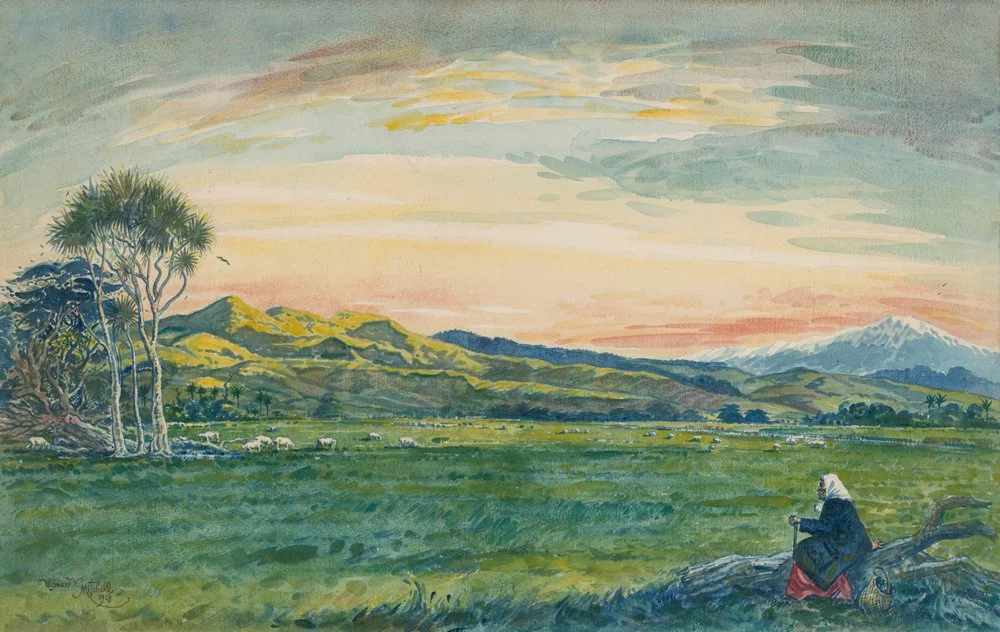 Watching the Sheep, from an original watercolour by Leonard Victor Mitchell. Limited Edition of 50 at original size –  420x665mm (artwork), unframed. $300 excluding delivery.