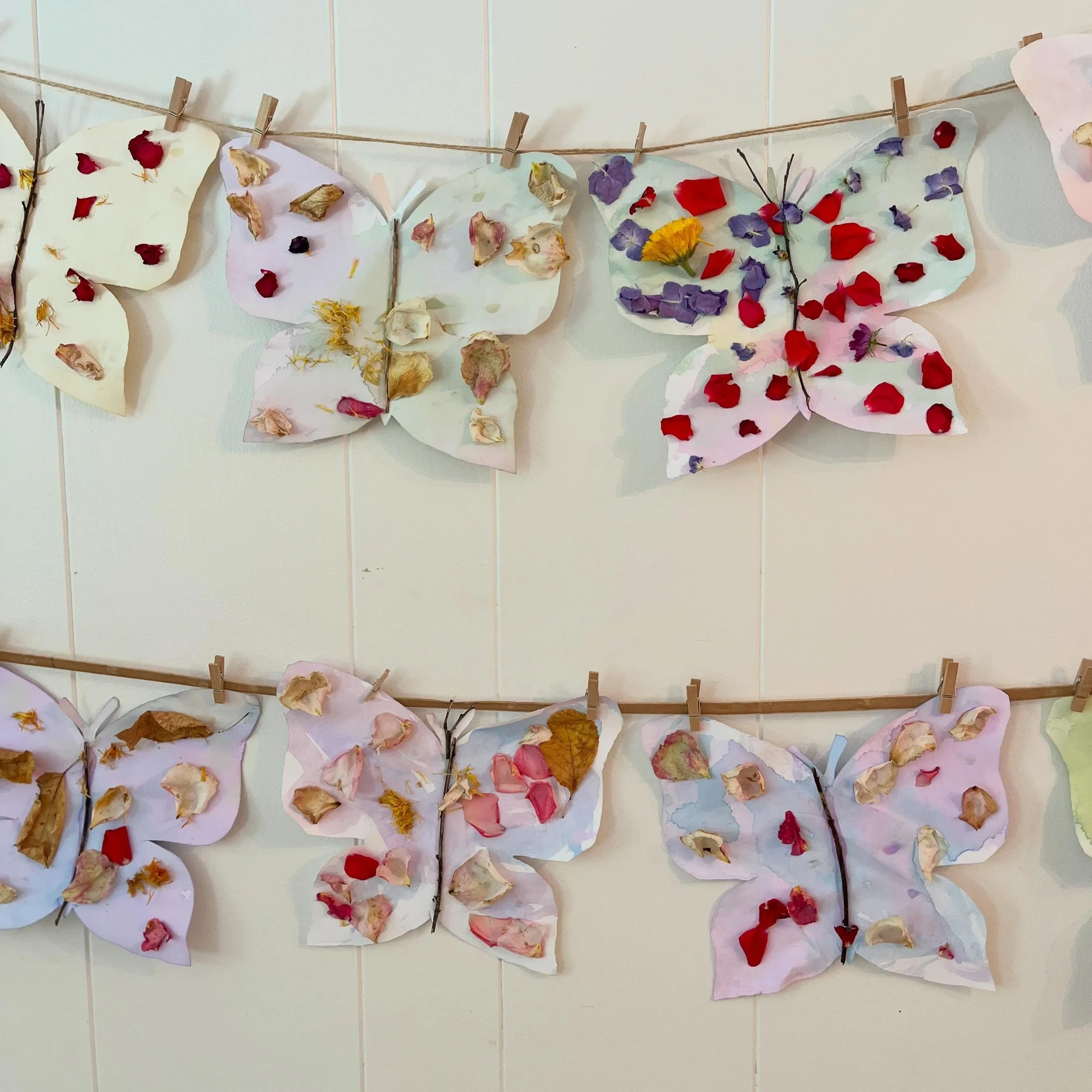 Our class used treasures from the garden to put the finishing touches on their butterflies 🦋 Using open-ended art and a connection with nature, the children were inspired to imagine, create, and strengthen their fine motor skills through meaningful 